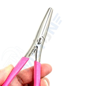 Pinzas de 6 pulgadas de acero inoxidable con boca plana para extensiones de cabello, color plateado con mango rosa, herramienta de ajuste y extracción, duraderas y reutilizables - Product Image 5