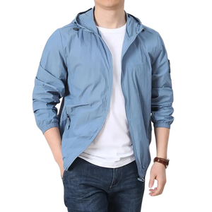 Veste coupe-vent à capuche légère pour hommes Manteau décontracté zippé Printemps Automne Activités de plein air Randonnée avec poche Safari - Product Image 4