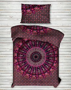 Indian Handcrafted 100% Cotton Fabric Double Bed Sheet Hand Block Printed Solid Design Includes Pillow Cases 200TC All-Season - Product Image 3