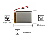 402030 402030-2 Baterai Polimer Lithium 200mAh 3.7V 2 Kabel Baterai Pengganti Kapasitas Tinggi Baterai Speaker Isi Ulang