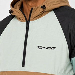Tiierwear <b>Men</b> Color Block Hooded Quarter Zip Windproof <b>Waterproof</b> Breathable Eco-Friendly <b>Winter</b> Sporty Windbreaker <b>Jacket</b> - Product Image 5