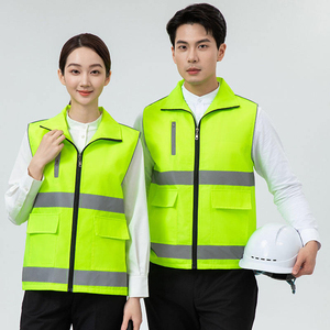 Chaleco DE SEGURIDAD reflectante sin mangas para hombre logotipo personalizado poliéster impermeable multibolsillo para seguridad en el trabajo de construcción - Product Image 5