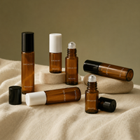 Flacon roll-on en verre ambré 2ml 3ml 5ml 10ml, flacon roll-on mince pour huiles essentielles et échantillons de parfum, lot en vrac pour kit de découverte