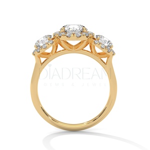 Anillo de compromiso de corte de tres piedras de Plata de Ley 925 más Popular, anillo de boda Original de Halo de diamante cultivado Leb para fiestas de mujeres - Product Image 6