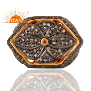 Vente chaude en argent Sterling diamant naturel et rubis pierre précieuse déclaration bague bijoux personnalisés pour les femmes cadeau pour elle - Product Image 2