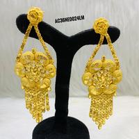 Parure de bijoux fantaisie en laiton plaqué or, motif floral, pour femme, idéale pour mariage et soirée, 18 pouces