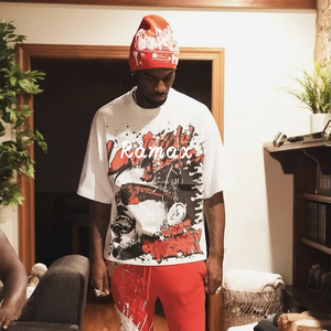 เสื้อยืดพิมพ์ลายสกรีนพรีเมี่ยมสำหรับผู้ชายทรงกล่องโอเวอร์ไซส์เข้ารูปดีไซน์แบบครอปเสื้อยืดผ้าฝ้ายพิมพ์ลาย DTF และ DTG สำหรับการสั่งซื้อจำนวนมาก - Product Image 3