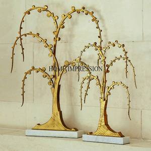 Tendance motif arrivée accrocheur Look haute qualité métal plaqué or oiseaux assis sur des branches Designer Sculpture - Product Image 3