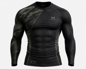 Men Long Sleeve Rash Guard <b>Compression</b> <b>Shirt</b> Quick Dry Breathable UPF50+ Anti-Bacterial Printed Polyester/Nylon Sports Top for - Product Image 2