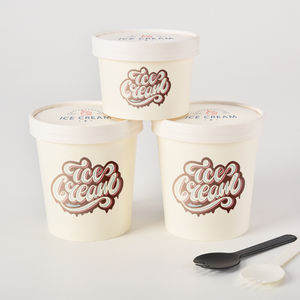 Contenants pour desserts glacés Bacs à crème glacée imprimés sur mesure avec couvercles en papier Vente en gros - Product Image 2