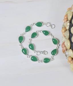 Green Onyx 925 Sterling Silver Gemstone Adjustable Handmade <b>Bracelet</b> Jewelry May Month Birthstone Gift for Her 10 Stone <b>Bracelet</b> - Product Image 4