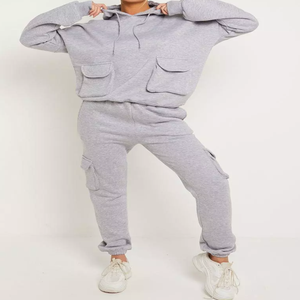 Vente chaude Logo Personnalisé 100% Coton Dames Surdimensionné Baggy Top Bas Ensemble 2 Pièces Détente Costume Survêtement D'hiver Pour Femmes - Product Image 4