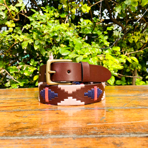 Mencia เข็มขัดโปโลลำลองสำหรับผู้ชาย, หนังแท้100% กับทองเหลืองแข็งสำหรับหัวเข็มขัดด้ายรีไซเคิล - Product Image 1