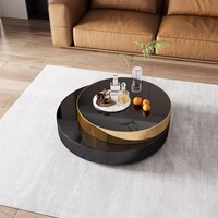 Table basse de salon d'hôtel, écologique, moderne, de luxe, en acier inoxydable doré, verre trempé noir, taille personnalisée, mobilier