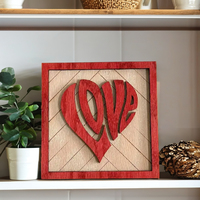 Décoration murale pour la Saint-Valentin, panneau personnalisé en bois MDF peint en 3D, cadre en bois, couple amoureux, plaque personnalisée antique
