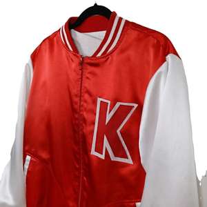 Vestes de baseball en satin à col montant brodées personnalisées de qualité supérieure avec des patchs et des logos pour hommes - Product Image 4