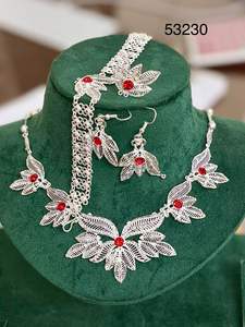 Elegant <b>Gold</b>-Plated Floral Pendant <b>Choker</b> Necklace Set with Matching Earrings for Bridal & Festive Occasions-Model 23145 - Product Image 3