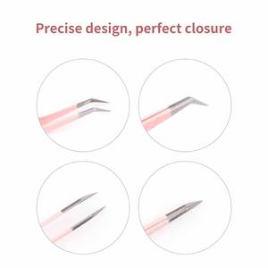 Extension de cils pince à épiler pointe en fibre acier inoxydable couleur personnalisée pointu accessoires de maquillage pince à cils - Product Image 5