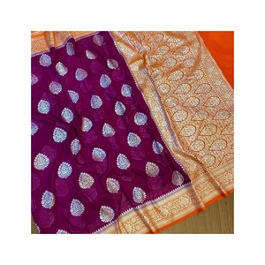 Mejor diseño Banarasi Semi Georgette Saree para fiestas Precio al por mayor de La India para ocasiones especiales - Product Image 3