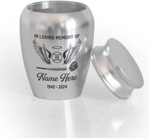 Urne de baseball personnalisée pour cendres humaines souvenir souvenir cadeaux perte d'un être cher urnes pour cendres humaines taille personnalisée argent - Product Image 3