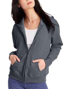 เสื้อฮู้ดซิปเต็มตัวผ้าฟลีซ ผ้าฝ้ายผสมโพลีเอสเตอร์ ทรงคลาสสิกเข้ารูปสำหรับผู้หญิง แฟชั่น - Product Image 1