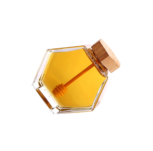 กล่องแก้วใส่น้ำผึ้งพร้อมขวดแก้วสำหรับเก็บอาหารพร้อมช้อนสำหรับรูปทรงกลม - Product Image 2