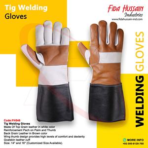 Gants de soudage Tig pour hommes de la meilleure qualité Gants en cuir de sécurité Poignet en cuir de chèvre style pouce aile Robuste pour le travail - Product Image 5