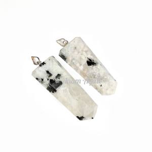 Pendentifs crayon pierre de lune arc-en-ciel Agate sculptures de pierres précieuses plates pièces décoratives élégantes Feng Shui - Product Image 1