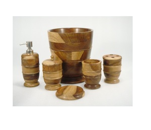 Accessoires de salle de bain en bois, 6 pièces, pour l'amélioration de la salle de bain - Product Image 5