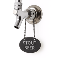Accessoires de bar OEM, étiquette de robinet de bière en métal personnalisée avec chaîne suspendue