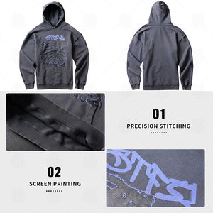 Men's 100%cotton Washed <b>Blank</b> Thick Luxury Quality Heavy <b>Weight</b> Oversized Fit Custom Print logo Men's Hoodies&sweatshirts - Product Image 4