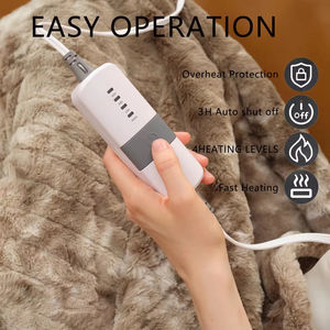 Custom ETL soft rabbit <b>fur</b> heated <b>throw</b> blanket washable electric blanket portable <b>king</b> <b>size</b> bed rugs winter 4 heating levels - Product Image 3