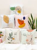 Taie d'oreiller élégante en coton personnalisée pliable et housse de coussin en toile avec motif de feuilles et d'impression taie d'oreiller décorative