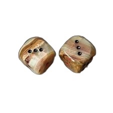 Dés en marbre d'onyx vintage marron, dés en marbre d'onyx, sculptures en dés d'onyx - Product Image 2