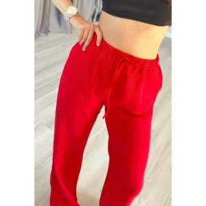 Wholesale <b>Red</b> <b>Linen</b> <b>Trousers</b> with Drawstring Waist - <b>Red</b> - Product Image 3