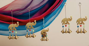 ลูกปัดทองเหลืองสไตล์วินเทจแขวนประตูผนังตกแต่งทำด้วยมือกระดิ่งลมอินเดียแบบดั้งเดิม - Product Image 6