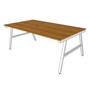 BFAB015-Solid Bamboo Meeting <b>Table</b> 200x100cm Luxury & Minimalist Design with <b>Adjustable</b> Iron <b>Legs</b> for Conference Room Hotel Use - Product Image 1