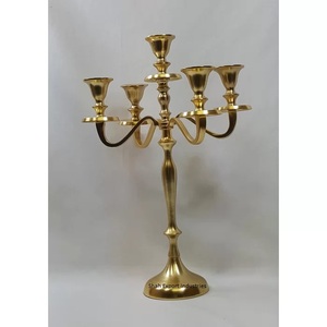 Candélabre à 5 bras en métal plaqué or le plus vendu pour les centres de table et de sol de mariage et de maison - Product Image 2