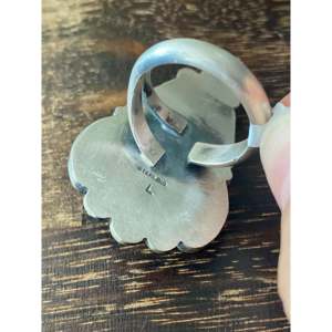 Larry Yazzie Sonoran Rose Turquoise & Sterling <b>Silver</b> Adjustable <b>Boho</b> Statement <b>Ring</b> Bezel Setting Everyday Wear Size 11 - Product Image 5