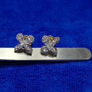 14K <b>Gold</b> Lab Grown Diamond Butterfly Stud <b>Earrings</b> 1.48ct Solitaire Prong <b>Earrings</b> in <b>Gold</b> for Anniversary Party Gift From India - Product Image 3