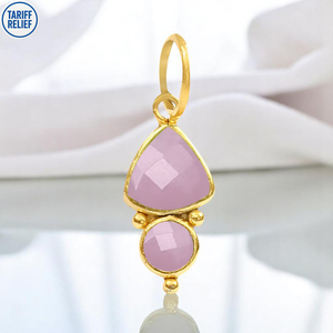 New Arrival Sterling Silver Religious Pink Chalcedony Trillion Gemstone Jewelry Making <b>Charm</b> Limited Offer Bulk Wholesale - Product Image 1