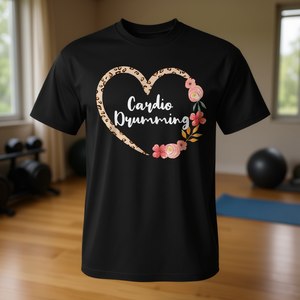 T-shirt da donna per fitness cardio e danza con stampa leopardata floreale a cuore - Prodotto promozionale - Product Image 3