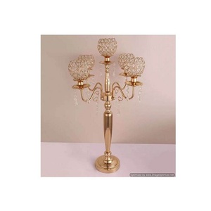 Chandelier moderne en bois doré à 3 bras Nouveau design Bougeoir en métal avec placage or pour la décoration de la maison pour Pâques - Product Image 4