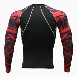 เสื้อแรชการ์ดแขนสั้นผ้าวอร์สต์พิมพ์ลายตัวอักษรสำหรับผู้ชาย ป้องกันรังสียูวี UPF 50+ แห้งเร็ว กระชับกล้ามเนื้อ เหมาะสำหรับเล่นเซิร์ฟ ว่ายน้ำ และออกกำลังกาย - Product Image 5