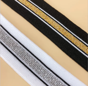 Cinta de punto personalizada, tela estrecha de poliéster 100% con patrón de rayas y degradado para prendas deportivas - Product Image 1