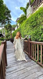 Tye a mano vibrante y teñido Impreso Hecho a mano Maxi Summer Wear kaftan largo Disponible a un precio asequible - Product Image 3