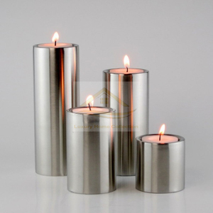 Stainless Steel Set of 4 Candle <b>Wax</b> Holder and Jar Mirror <b>Polished</b> Handmade Lightning Tabletop Accessories Supplies - Product Image 1