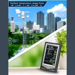 Megavi เครื่องตรวจสอบอุณหภูมิฝนและลมอเนกประสงค์ไร้สายแบบ WS1051ที่สถานีอากาศในร่มกลางแจ้ง - Product Image 6