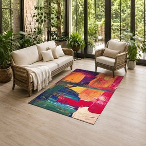 RUGS DEPOT LXDP-0677 Wholesale Red Burgundy Ethnic Kilim Digital Printed Machine Washable Chenille Area Rug Non <b>Slip</b> - Product Image 6