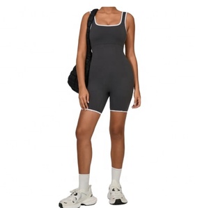 Hot-Selling Women's Sleeveless Ribbed Knitted Bodycon <b>Jumpsuit</b> Stretch Spandex Polyester Romper All Seasons Knitted Fit - Product Image 1